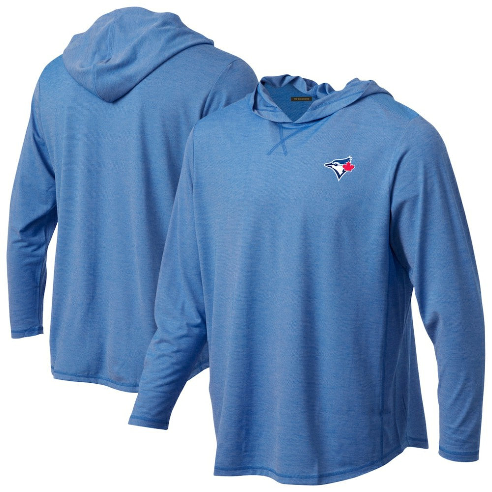Toronto Blue Jays Butter Stripe Tri-Blend Long Sleeve Hoodie T-Shirt - Royal Lifestyle