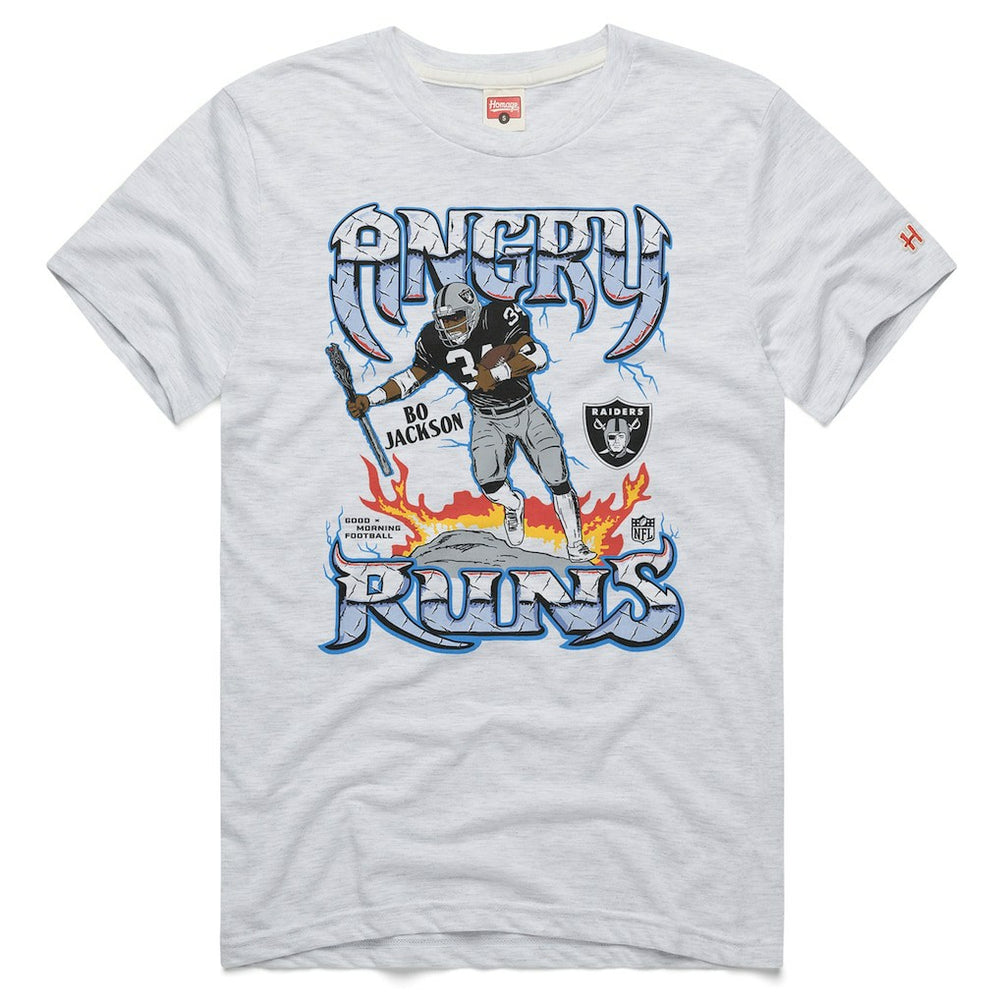 Bo Jackson Las Vegas Raiders Homage Unisex Retro Angry Runs Tri-Blend T-Shirt Ash - NFL