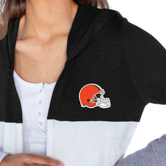 Cleveland Browns Gameday Couture Women's Tri-Blend Color Block Lightweight Cardigan Hoodie Black - NFL