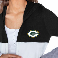 Green Bay Packers Gameday Couture Women's Tri-Blend Color Block Lightweight Cardigan Hoodie Black - NFL