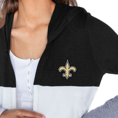 New Orleans Saints Gameday Couture Women's Tri-Blend Color Block Lightweight Cardigan Hoodie Black - NFL