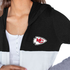 Kansas City Chiefs Gameday Couture Women's Tri-Blend Color Block Lightweight Cardigan Hoodie Black - NFL
