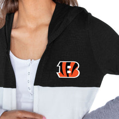 Cincinnati Bengals Gameday Couture Women's Tri-Blend Color Block Lightweight Cardigan Hoodie Black - NFL