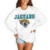 Jacksonville Jaguars Gameday Couture Women's Big Goals Oversized Long Sleeve T-Shirt White - NFL