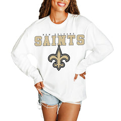 New Orleans Saints Gameday Couture Women's Big Goals Oversized Long Sleeve T-Shirt White - NFL