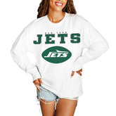 New York Jets Gameday Couture Women's Big Goals Oversized Long Sleeve T-Shirt White - NFL