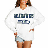 Seattle Seahawks Gameday Couture Women's Big Goals Oversized Long Sleeve T-Shirt White - NFL