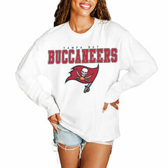 Tampa Bay Buccaneers Gameday Couture Women's Big Goals Oversized Long Sleeve T-Shirt White - NFL