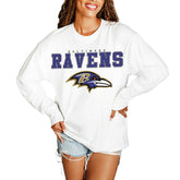 Baltimore Ravens Gameday Couture Women's Big Goals Oversized Long Sleeve T-Shirt White - NFL