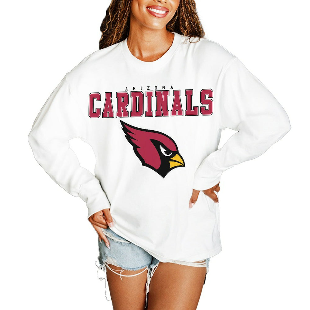 Arizona Cardinals Gameday Couture Women's Big Goals Oversized Long Sleeve T-Shirt White - NFL