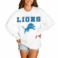 Detroit Lions Gameday Couture Women's Big Goals Oversized Long Sleeve T-Shirt White - NFL