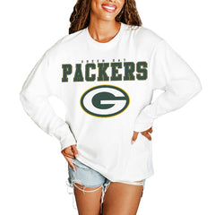 Green Bay Packers Gameday Couture Women's Big Goals Oversized Long Sleeve T-Shirt White - NFL