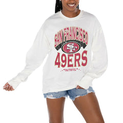 San Francisco 49ers Gameday Couture Women's Time Out Oversized Long Sleeve T-Shirt White - NFL