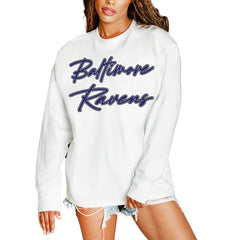 Baltimore Ravens Gameday Couture Women's Classic Comeback Oversized Long Sleeve T-Shirt White - NFL