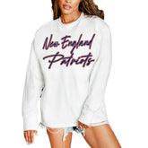 New England Patriots Gameday Couture Women's Classic Comeback Oversized Long Sleeve T-Shirt White - NFL