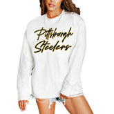 Pittsburgh Steelers Gameday Couture Women's Classic Comeback Oversized Long Sleeve T-Shirt White - NFL