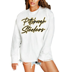 Pittsburgh Steelers Gameday Couture Women's Classic Comeback Oversized Long Sleeve T-Shirt White - NFL