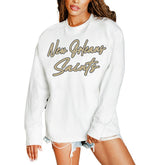 New Orleans Saints Gameday Couture Women's Classic Comeback Oversized Long Sleeve T-Shirt White - NFL
