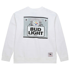 Pittsburgh Steelers x Bud Light The Crest Pullover Sweatshirt White - Mitchell & Ness