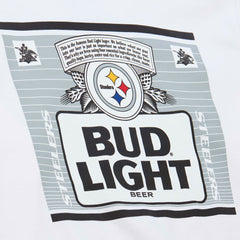 Pittsburgh Steelers x Bud Light The Crest Pullover Sweatshirt White - Mitchell & Ness