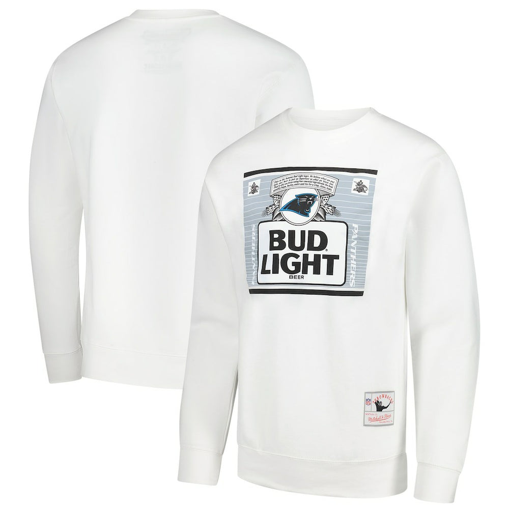 Carolina Panthers x Bud Light The Crest Pullover Sweatshirt White - Mitchell & Ness