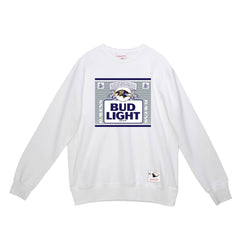 Baltimore Ravens x Bud Light The Crest Pullover Sweatshirt White - Mitchell & Ness