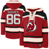 Jack Hughes New Jersey Devils - '47 Big & Tall Lace-up Pullover Hoodie Red
