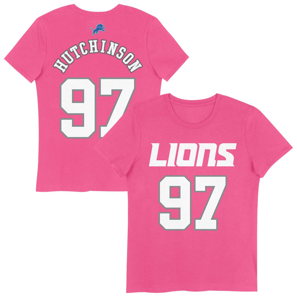 Aidan Hutchinson Detroit Lions Girls Youth Player Name & Number T-Shirt Pink - NFL
