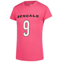 Joe Burrow Cincinnati Bengals Girls Youth Player Name & Number T-Shirt Pink - NFL