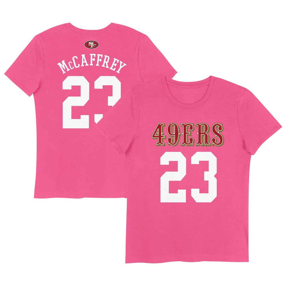 Christian McCaffrey San Francisco 49ers Girls Youth Player Name & Number T-Shirt Pink - NFL