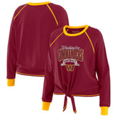 Washington Commanders WEAR by Erin Andrews Women's Plus Size Tie-Front Long Sleeve Top Burgundy/Gold - NFL