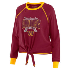 Washington Commanders WEAR by Erin Andrews Women's Plus Size Tie-Front Long Sleeve Top Burgundy/Gold - NFL