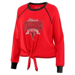 Atlanta Falcons WEAR by Erin Andrews Women's Plus Size Tie-Front Long Sleeve Top Red/Black - NFL