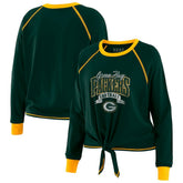 Green Bay Packers WEAR by Erin Andrews Women's Plus Size Tie-Front Long Sleeve Top Green/Gold - NFL
