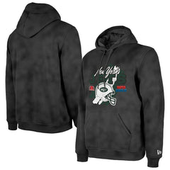 New York Jets New Era Identity Helmet Enzyme Washed Pullover Hoodie Black - NFL