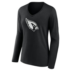 Arizona Cardinals Women's Personalized Name & Number Monochrome Long Sleeve V-Neck T-Shirt Black - NFL