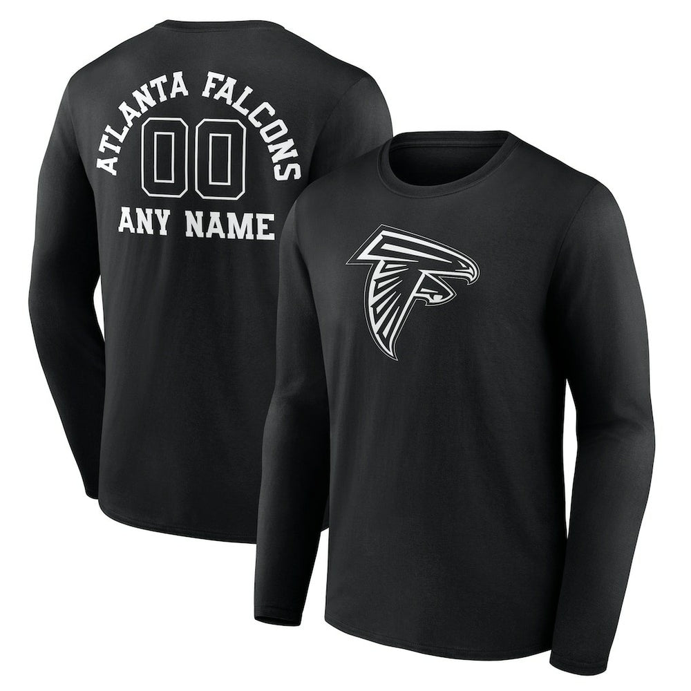 Atlanta Falcons Personalized Name & Number Monochrome Long Sleeve T-Shirt Black - NFL