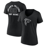 Atlanta Falcons Women's Personalized Name & Number Monochrome V-Neck T-Shirt Black - NFL