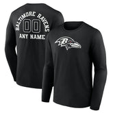 Baltimore Ravens Personalized Name & Number Monochrome Long Sleeve T-Shirt Black - NFL
