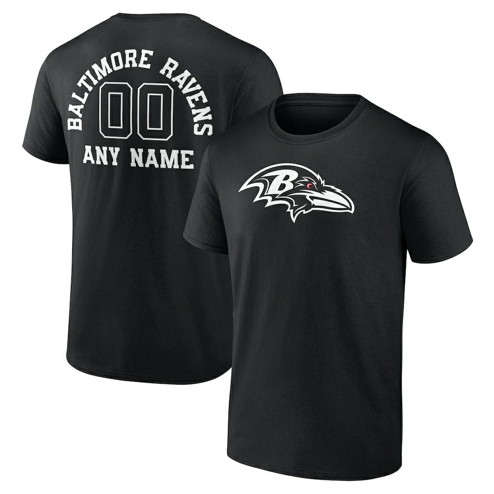 Baltimore Ravens Personalized Name & Number Monochrome T-Shirt Black - NFL