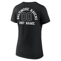 Baltimore Ravens Women's Personalized Name & Number Monochrome V-Neck T-Shirt Black - NFL
