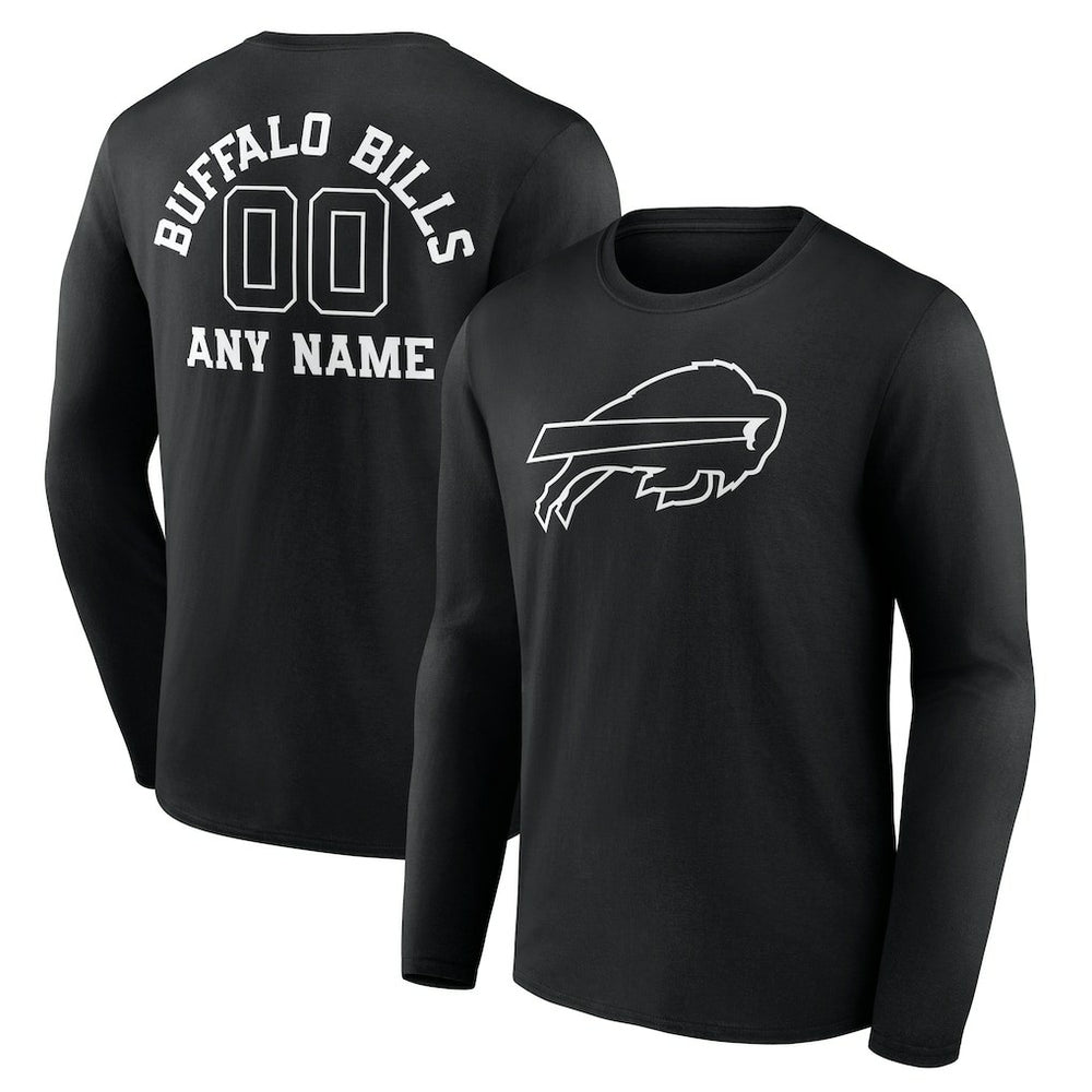 Buffalo Bills Personalized Name & Number Monochrome Long Sleeve T-Shirt Black - NFL
