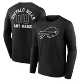 Buffalo Bills Personalized Name & Number Monochrome Long Sleeve T-Shirt Black - NFL