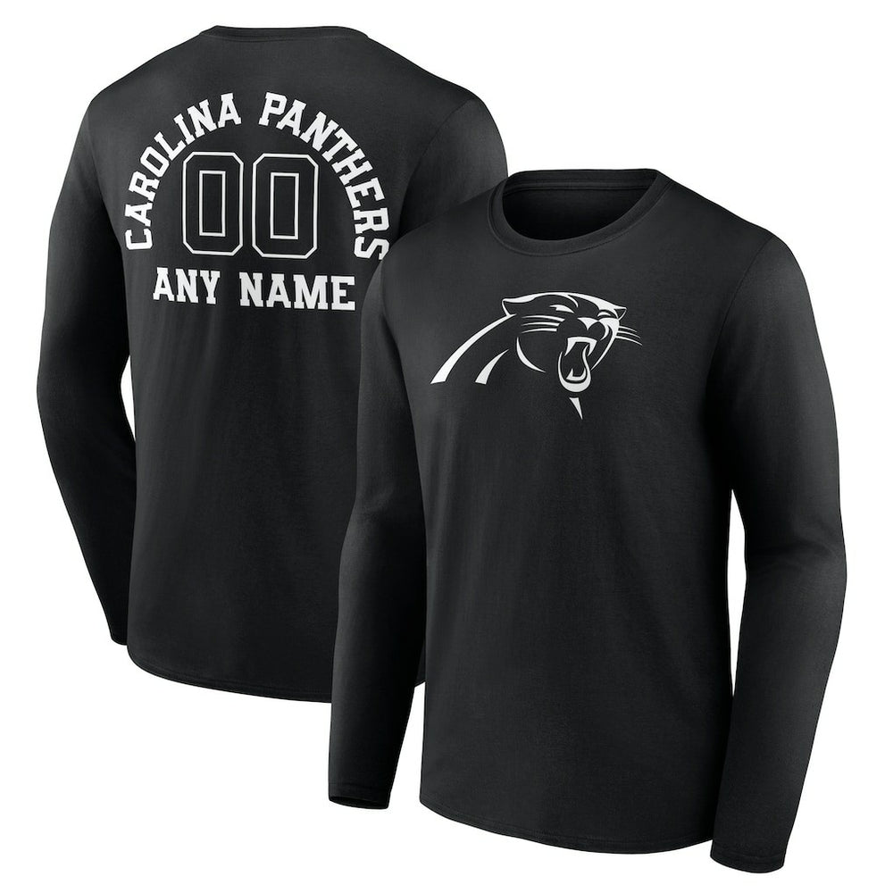 Carolina Panthers Personalized Name & Number Monochrome Long Sleeve T-Shirt Black - NFL
