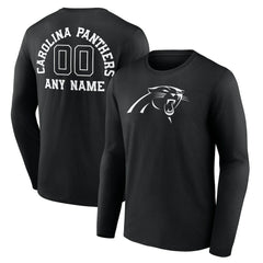 Carolina Panthers Personalized Name & Number Monochrome Long Sleeve T-Shirt Black - NFL
