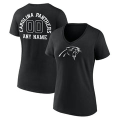 Carolina Panthers Women's Personalized Name & Number Monochrome V-Neck T-Shirt Black - NFL