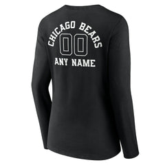 Chicago Bears Women's Personalized Name & Number Monochrome Long Sleeve V-Neck T-Shirt Black - NFL