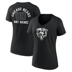 Chicago Bears Women's Personalized Name & Number Monochrome V-Neck T-Shirt Black - NFL