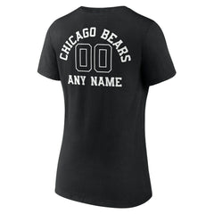 Chicago Bears Women's Personalized Name & Number Monochrome V-Neck T-Shirt Black - NFL