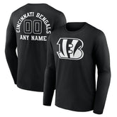 Cincinnati Bengals Personalized Name & Number Monochrome Long Sleeve T-Shirt Black - NFL